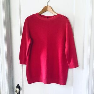 Talbots Women’s Petite 1X Coral Pink Cotton 3/4 Sleeve Pullover Top Button Neck